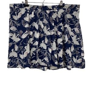 Old Navy Mini Skirt Size XXL Blue Floral Short Flare Pleats Pull On